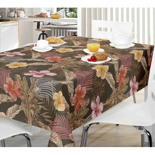 Toile Cirée Déco 140cm x 20ml Hibis Marron - ACCESS DECO