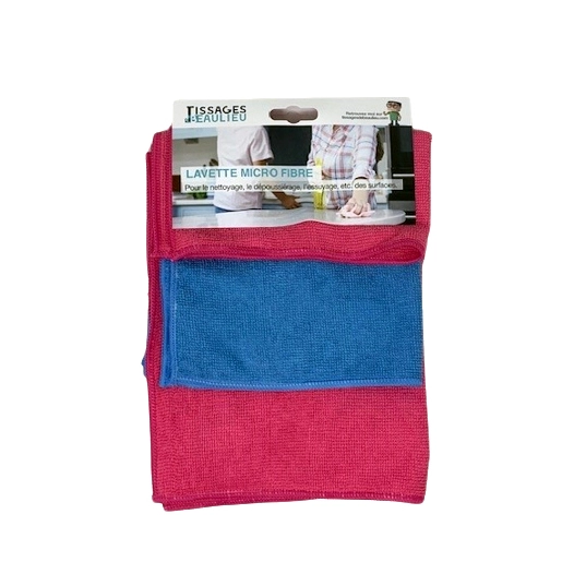 Lavettes Microfibres en Couleur 38x38cm Lot de 3 Sachet Accrochable - TISSAGES DE BEAULIEU