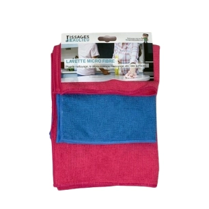 Lavettes Microfibres en Couleur 38x38cm Lot de 3 Sachet Accrochable - TISSAGES DE BEAULIEU