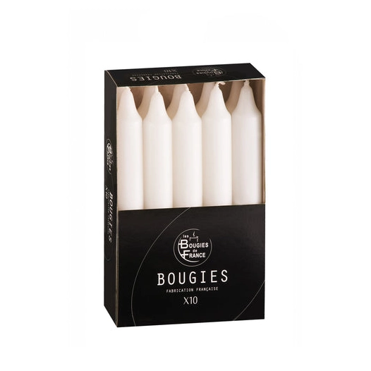Bougies Ménage Blanches Ø20/165mm Lot de 10 - BOUGIES DE FRANCE