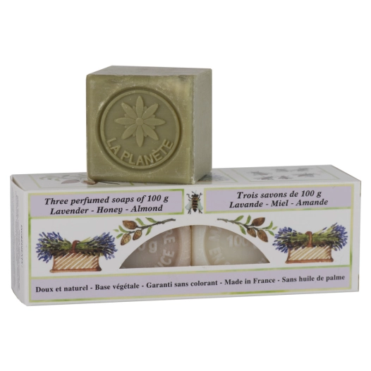 Coffret 3 Savons Cubes 100g Lavande Miel et Amande - MARIUS FABRE