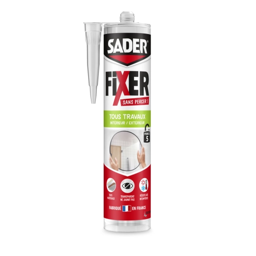 Fixer Sans Percer Tous Travaux Transparent Cartouche 300g - SADER
