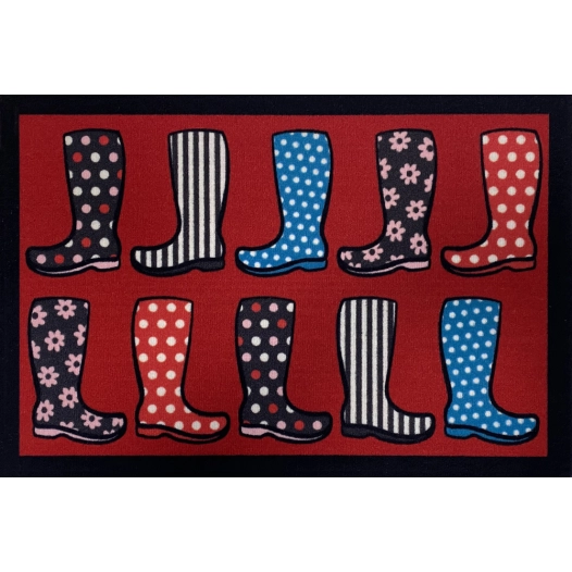 Tapis Entry Lots of Boots Red 40x60cm - VICA