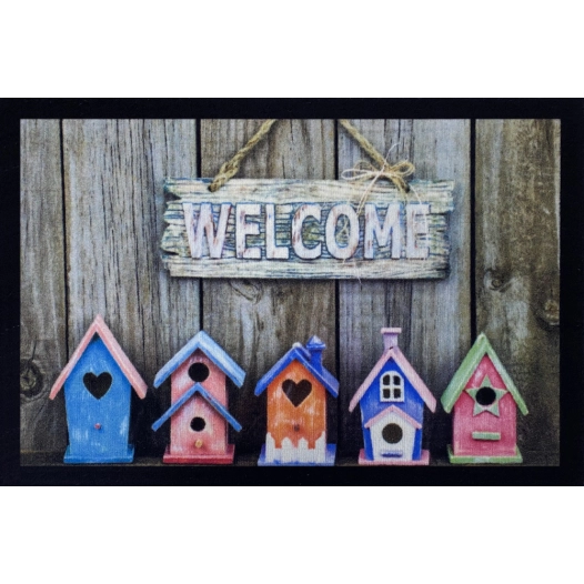 Tapis Entry Birdhouses Welcome Grey 40x60cm - VICA