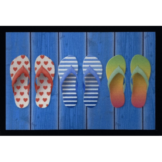 Tapis Entry Three Flip Flops Turquoise 40x60cm - VICA