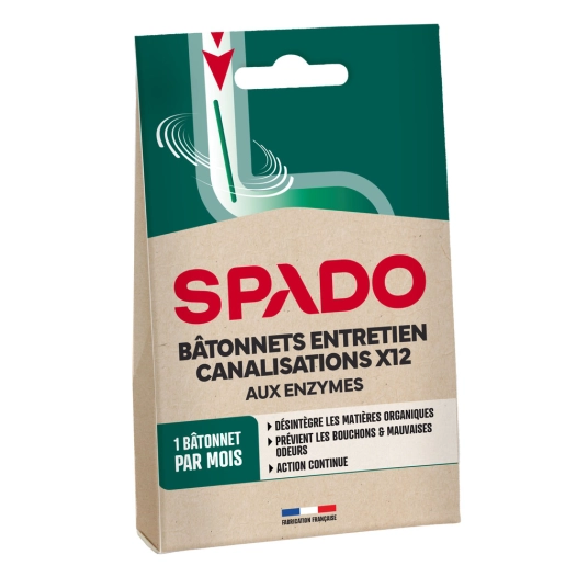 Bâtonnets Entretien des Canalisations aux Enzymes x12 - SPADO
