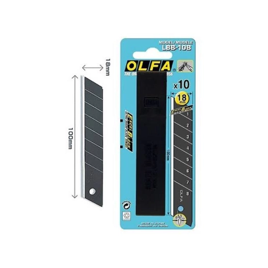 Lames de cutter Olfa Noires LBB 10B 18mm - ROMUS