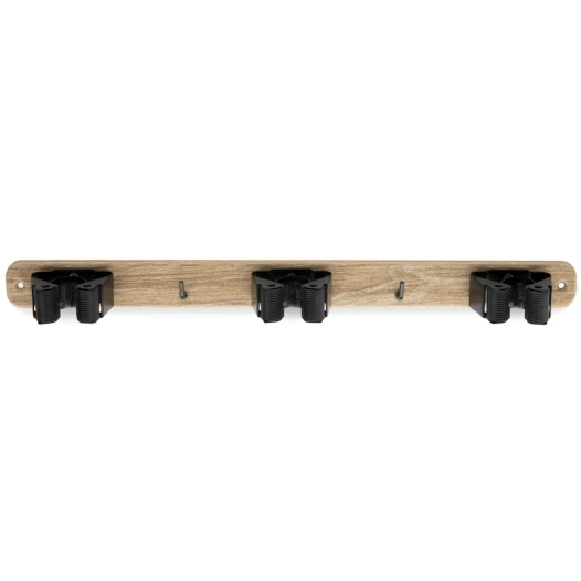 Support 3 Balais Aspect Bois + 2 Crochets - INOFIX