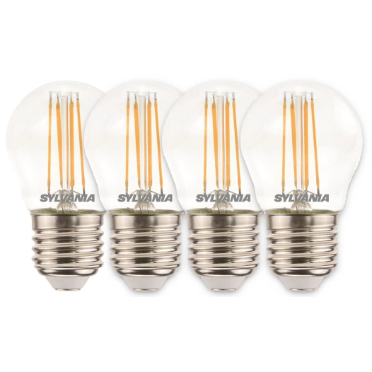 Ampoules Sphériques LED Clairs Filament 4,5W Blanc Chaud E27 Lot de 4 - SYLVANIA