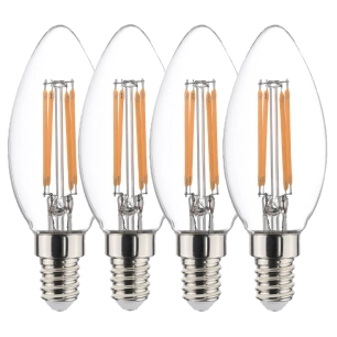 Ampoules Flammes LED Claire Filament 4,5W Blanc Chaud E14 Lot de 4 - SYLVANIA