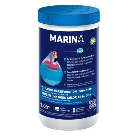 Chlore Multifonction 8 Galets 135g TP2 1.08kg - MARINA