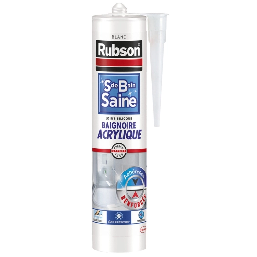 Mastic Salle de Bain Saine Baignoire Acrylique Blanc 280ml - RUBSON