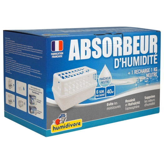 Absorbeur d'Humidité Humidivore + Recharge 1kg Neutre - HUMIDIVORE