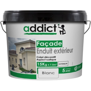 Enduit Extérieur Aspect Crépi Blanc 15KG - ADDICT