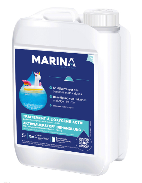 Traitement Complet Sans Chlore à l'Oxygène Actif 5L - MARINA