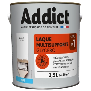 Laque Multisupports Glycéro Blanc Mat 2.5L - ADDICT