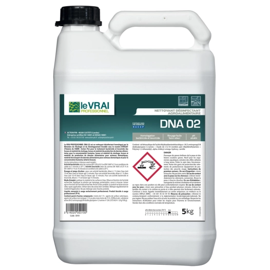 Nettoyant Désinfectant Agroalimentaire DNA 02 5kg - LE VRAI