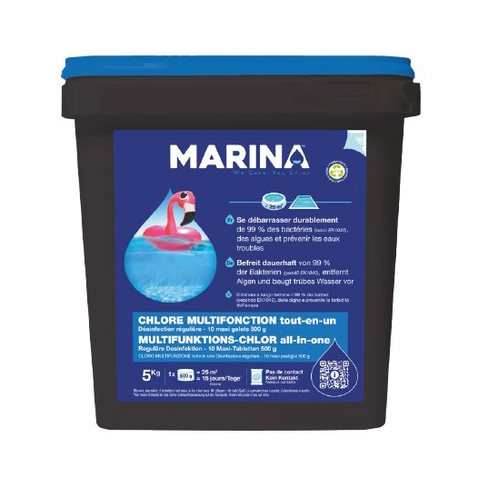 Chlore Multifonction 25 Galets 200g TP2 5kg - MARINA