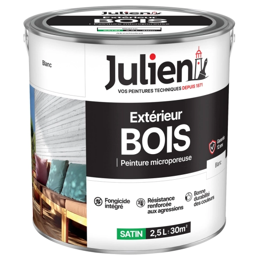 Peinture Extérieure Bois Microporeuse 2.5L - 164081 - Blanc - JULIEN