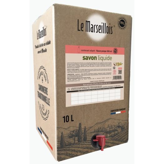 Savon de Marseille Liquide Ecocert Bib 10L - LE MARSEILLOIS