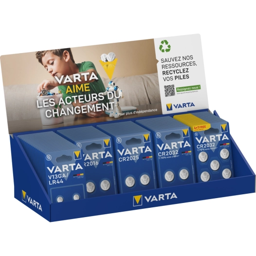 Meuble Comptoir de 100 Blisters Piles Electroniques Assortis - VARTA