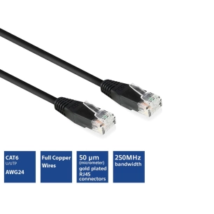 eminent - câble patch réseau u/utp cat6 / 1 m / noir / m-m