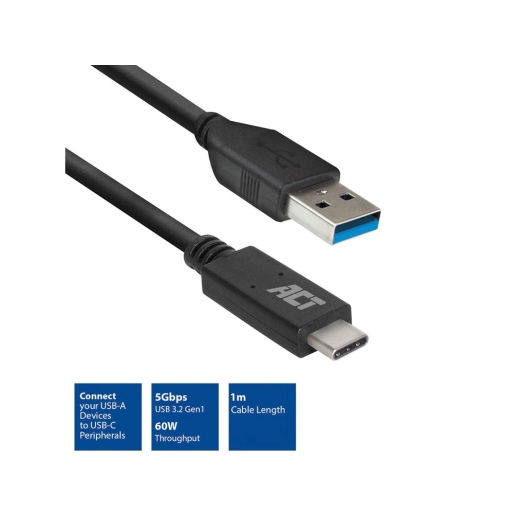 câble usb 3.0, usb-a à usb-c, 1 mètre