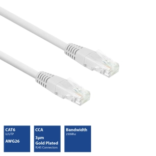 eminent - u/utp cat6 câble patch réseau / 10 m / blanc / m-m