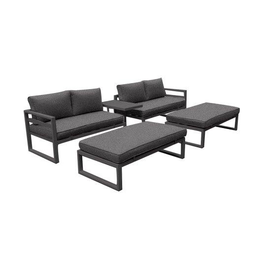 ensemble de salon - tout-en-un - noir + anthracite