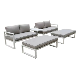 ensemble de salon - tout-en-un - blanc + gris