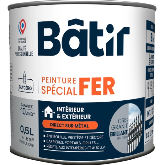 Peinture Fer brill. 0,5l gris ral7040