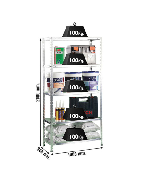Etagère légère métallique avec vis COMFORT PLUS 5/300 GALVA - 2000x1000x300 100Kg - SIMONRACK