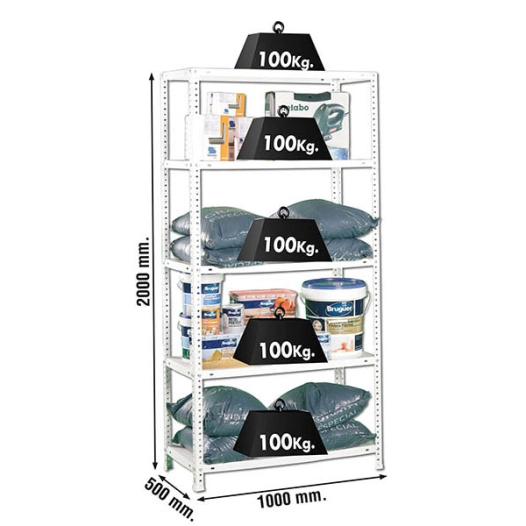 Etagère légère avec vis COMFORT PLUS 5/500 BLANC BLANC 2000x1000x500 - SIMONRACK