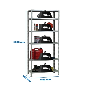Etagère légère avec vis COMFORT SUPERPLUS 6/300 GALVA GALVANISÉ 2000x1100x300 - SIMONRACK