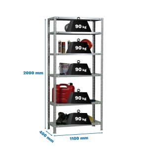 Etagère légère avec vis COMFORT SUPERPLUS 6/400 GALVA GALVANISÉ 2000x1100x400 - SIMONRACK