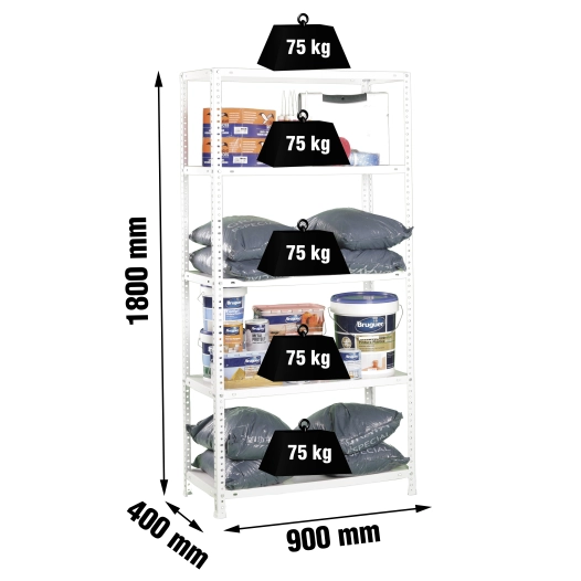 Etagère légère avec vis ADVANTAGE 5/400 BLANC BLANC 1800x900x400 - SIMONRACK