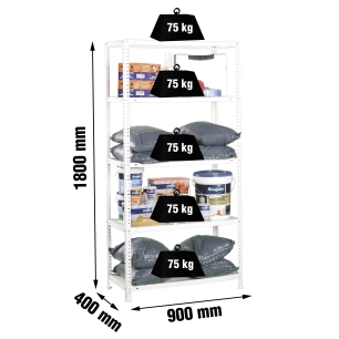 Etagère légère avec vis ADVANTAGE 5/400 BLANC BLANC 1800x900x400 - SIMONRACK