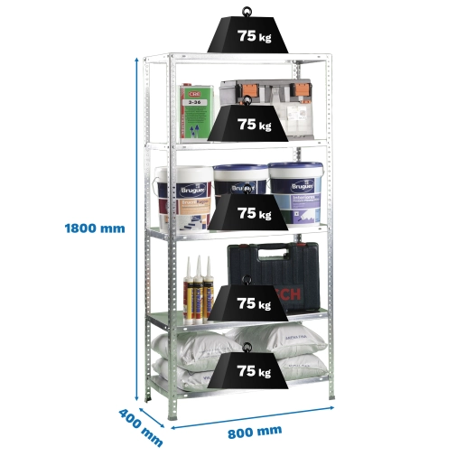 Etagère légère avec vis ADVANTAGE MINI 5/400 GALVANISÉ GALVANISÉ 1800x800x400 - SIMONRACK