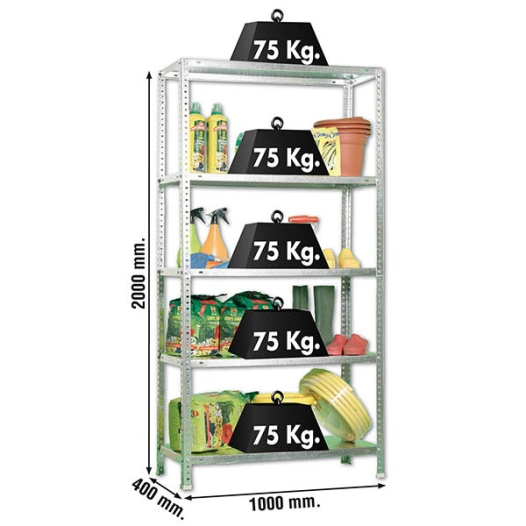 Etagère légère avec vis ADVANTAGE PLUS 5/400 GALVANISÉ GALVANISÉ 2000x1000x400 - SIMONRACK