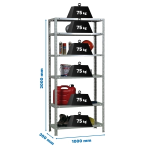 Etagère légère avec vis ADVANTAGE PLUS 6/300 GALVANISÉ GALVANISÉ 2000x1000x300 - SIMONRACK