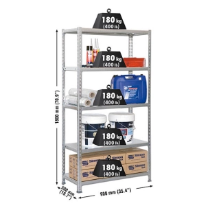 Etagère légère sans vis SIMONCLICK 5/500 GALVA/GALVA GALVANISÉ 1800x900x500 - SIMONRACK