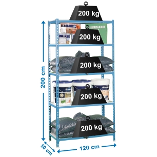 Etagère légère sans vis SIMONCLICK MEGAPLUS 5/500 BLEU/BLANC BLEU/BLANC 2000x1200x500 - SIMONRACK