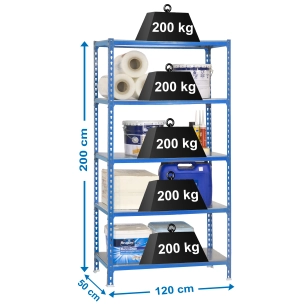 Etagère légère sans vis SIMONCLICK MEGAPLUS 5/500 BLEU/GALVA BLEU/GALVA 2000x1200x500 - SIMONRACK