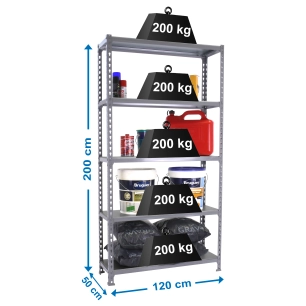 Etagère légère sans vis SIMONCLICK MEGAPLUS 5/500 GRIS/GRIS GRIS 2000x1200x500 - SIMONRACK