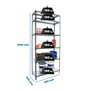 Etagère légère sans vis SIMONCLICK 6/400 ANTRACITE/BLANC ANTRACITE/BLANC 2500x900x400 - SIMONRACK