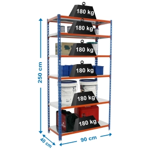 Etagère légère sans vis SIMONCLICK 6/400 BLEU/ORANG/GALVA BLEU/ORANGE/GALVA 2500x900x400 - SIMONRACK