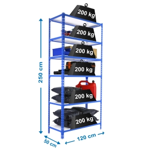 Etagère légère sans vis SIMONCLICK MEGAPLUS 6/500 2500 BLEU/BLANC BLEU/BLANC 2500x1200x500 - SIMONRACK