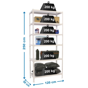 Etagère légère sans vis SIMONCLICK MEGAPLUS 6/500 2500 BLANC/BLANC BLANC 2500x1200x500 - SIMONRACK