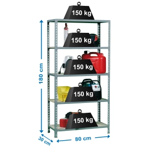 Etagère légère sans vis MADERCLICK MINI 5/300 GRIS/BOIS GRIS/BOIS 1800x800x300 - SIMONRACK