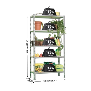 Etagère légère sans vis MADERCLICK 5/500 GRIS/BOIS GRIS/BOIS 1800x900x500 - SIMONRACK